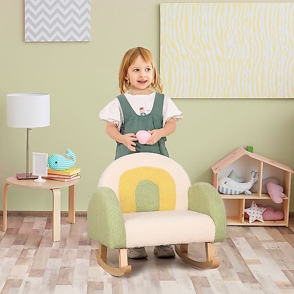 HOMCOM Schaukelstuhl Kindersofa kuscheliger Kindersessel Eukalyptusholz in günstig online kaufen