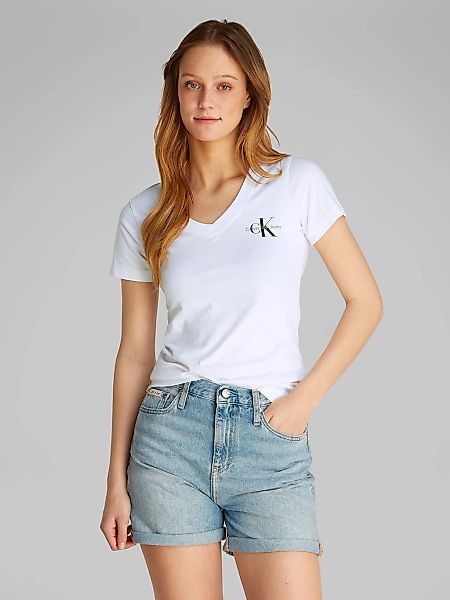 Calvin Klein Jeans T-Shirt "2-PACK MONOLOGO V-NECK TEE" Packung, 2er-Pack, günstig online kaufen