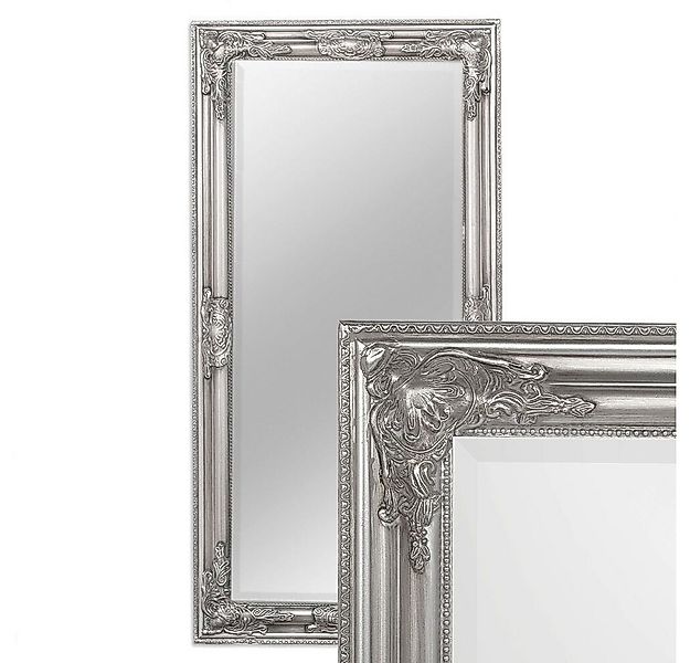 LebensWohnArt Wandspiegel Eleganter Barock Spiegel BESSA 100x50cm silber-an günstig online kaufen