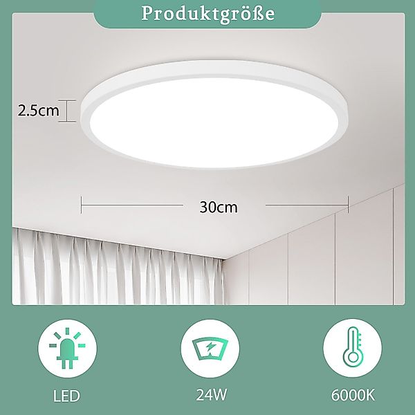 ZMH LED Deckenleuchte Wohnzimmer Rund Schwarz/Weiß günstig online kaufen
