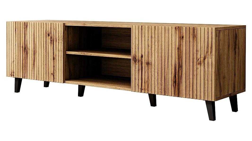 MIRJAN24 TV-Schrank Vamos 150 (mit 2 Türen) schwarze Beine, Fronten gefräst günstig online kaufen