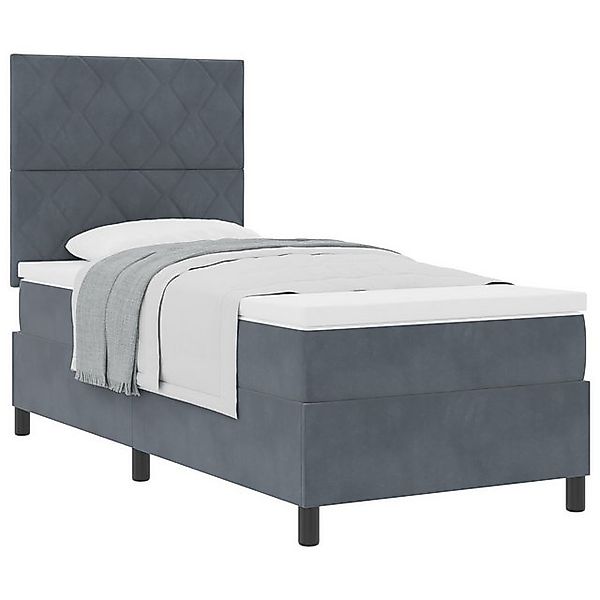 vidaXL Bett Boxspringbett mit Matratze Dunkelgrau 90x200 cm Velours (1-tlg) günstig online kaufen