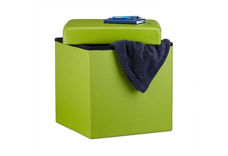 relaxdays Sitzhocker Faltbarer Sitzhocker Kunstleder, grün günstig online kaufen