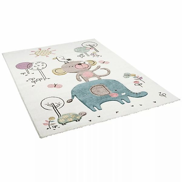 Pergamon Kinder Teppich Maui Kids Lustige Tiere Bunt Creme 120x170cm günstig online kaufen