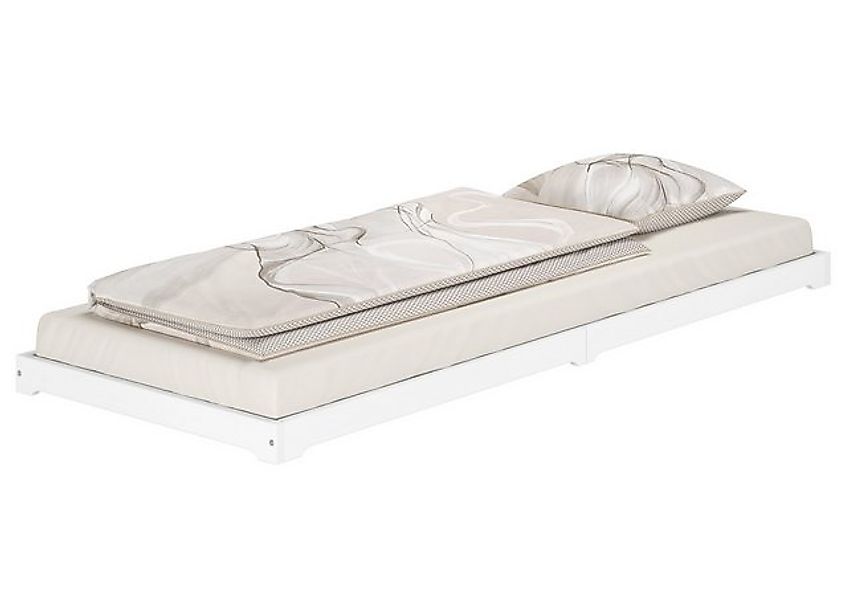 ERST-HOLZ Einzelbett Niedriges Einzelbett Kiefer weiß Massivholz 90x200 Hol günstig online kaufen