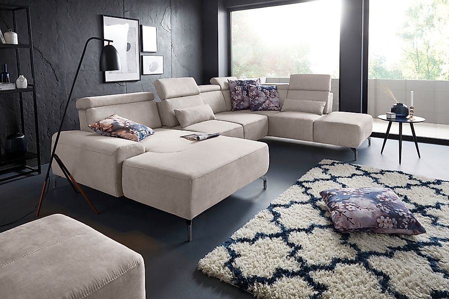 sit&more Wohnlandschaft »Gizeh U-Form« 15 cm Fußhöhe, inklusive Sitztiefenv günstig online kaufen