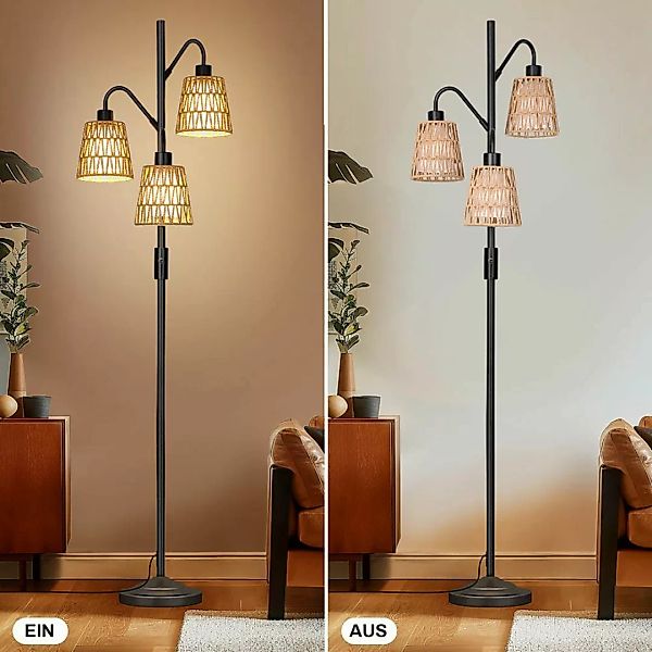 MUPOO Stehlampe LED Stehlampe,Rattan Boho LED günstig online kaufen