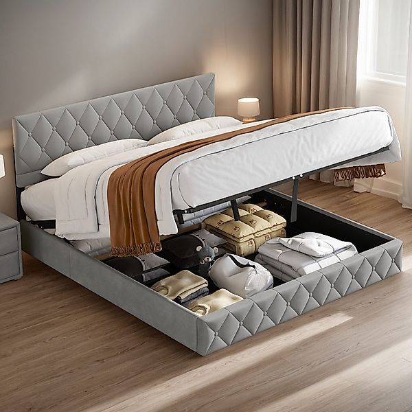 OKWISH Polsterbett Stauraumbett Funktionsbett (Strapazierfähig und günstig online kaufen