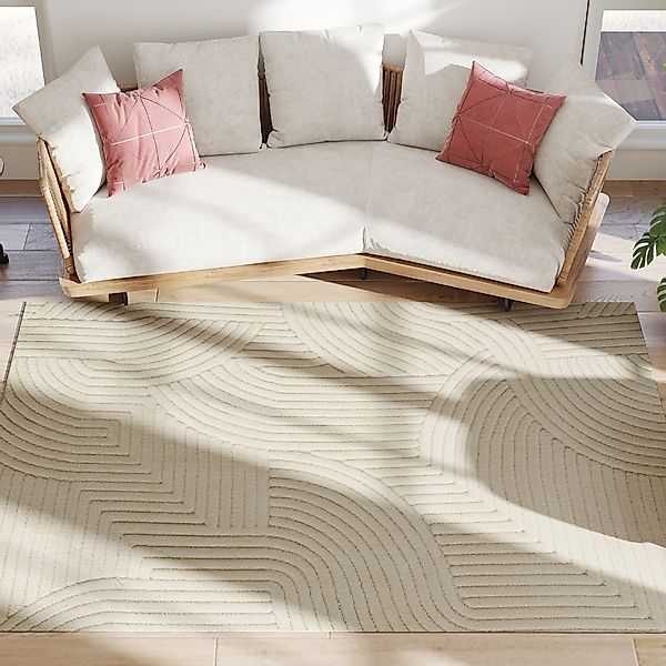 HOMCOM Teppich Anti-Rutsch Geometrisch Hochflor Wohnzimmerteppich mit Moder günstig online kaufen
