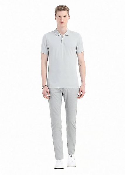 RAMSEY Poloshirt Hellgrau bedrucktes Polo-Shirt aus 100% Baumwolle günstig online kaufen