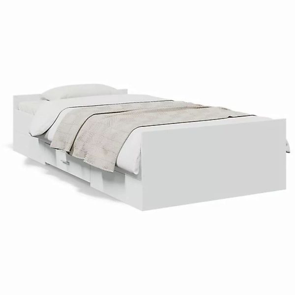vidaXL Bett Bettgestell mit Schubladen Weiß 75x190 cm Holzwerkstoff günstig online kaufen