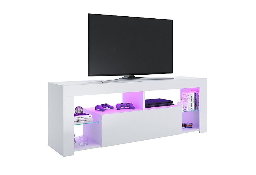 SONNI TV-Schrank Schwarzer TV-Ständer mit LED-Beleuchtung Stilvoll mit 12 L günstig online kaufen