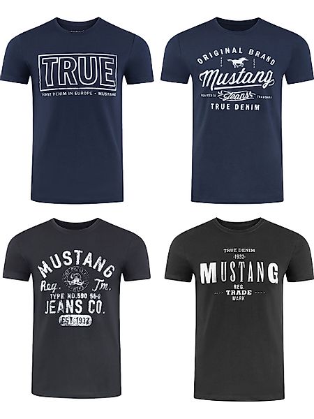 MUSTANG Tshirt Herren Baumwolle Regular Fit 4er Pack günstig online kaufen