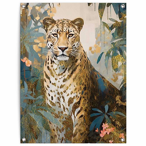 Reinders Poster "Gold Cat", Garten - Dschungel - Blumen - Grün - Leinwand - günstig online kaufen