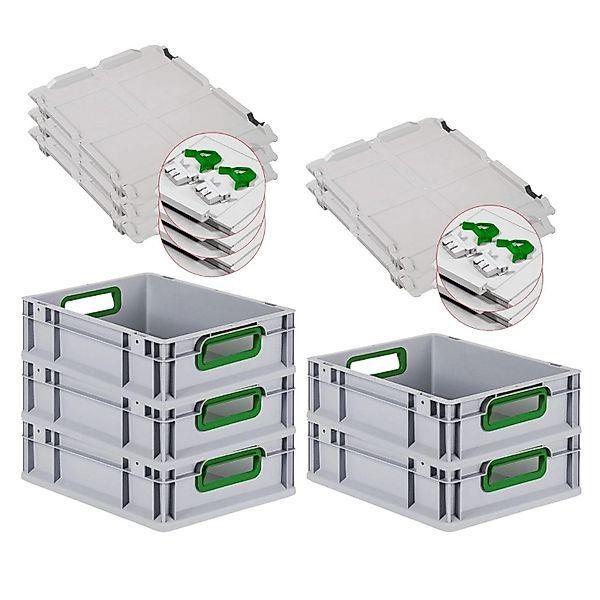 PROREGAL Spar Set 5x Eurobox Nextgen Color Mit Scharnierdeckel & Schiebesch günstig online kaufen