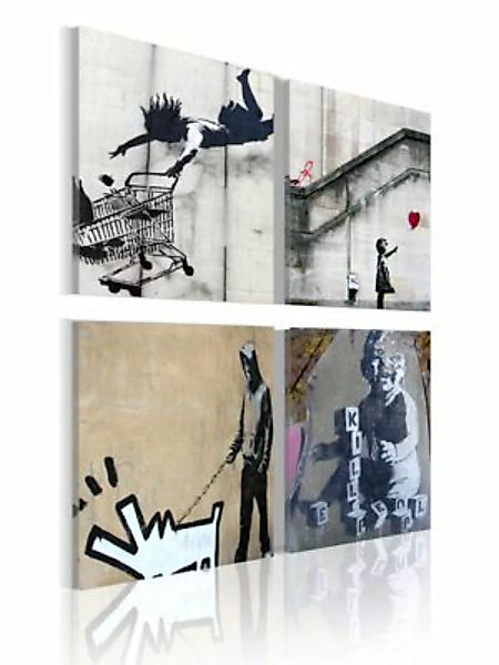 artgeist Wandbild Banksy - vier originelle Ideen mehrfarbig Gr. 90 x 90 günstig online kaufen