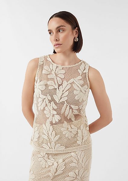 Comma Blusentop Ärmelloses Häkel-Top mit floralem günstig online kaufen