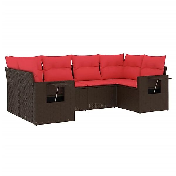 vidaXL 6-Tlg Gartensofa-Set mit Kissen Braun Polyrattan 3252921 günstig online kaufen