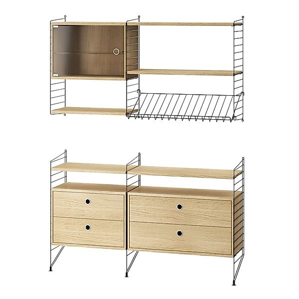 Wohnkombination Sideboard/Wandregal Schwarz Eiche günstig online kaufen