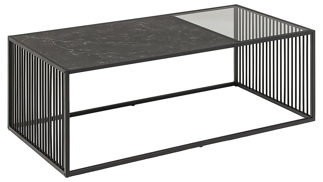 freiraum Couchtisch Strington, in schwarz, Glas, MDF, Stahl - 120x40x60cm ( günstig online kaufen