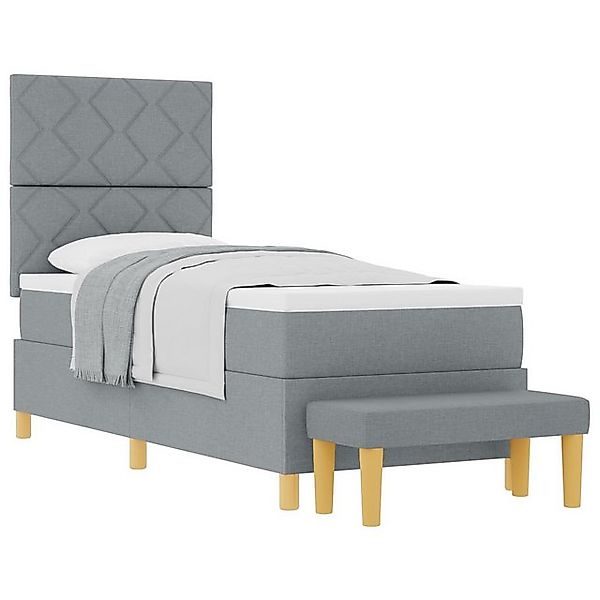 vidaXL Bett Boxspringbett mit Matratze & Bank Hellgrau 80x200 cm Stoff (2-t günstig online kaufen