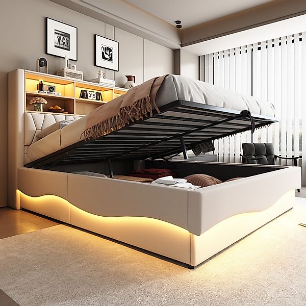 STILVORA Polsterbett 180x200 mit LED-Licht&USB,Jugendbett Doppelbett günstig online kaufen