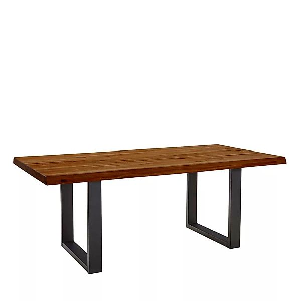 Bügelgestell Tisch mit Massivholzplatte Zerreiche braun geölt günstig online kaufen