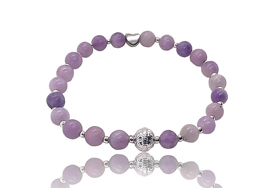 Steinfixx® Perlenarmband Lepidolith Edelsteine mit Silberperlen und Herz in günstig online kaufen