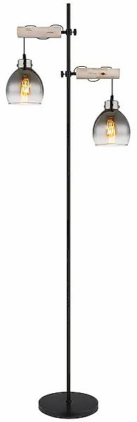 GLOBO LIGHTING Stehlampe »RYAN« E27 1 Stk. Stehlampe/Holz/Glas rauchfarben/ günstig online kaufen