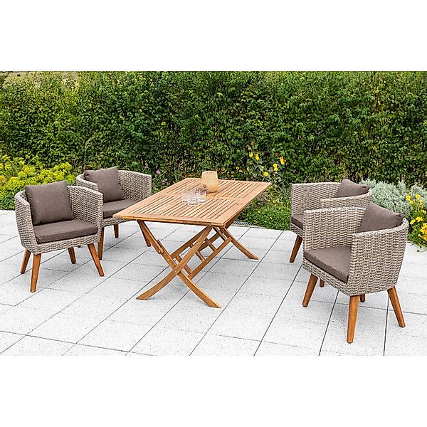 Merxx Imperia Set 5-tlg. 4 Sessel Klapptisch 160 x 90 cm günstig online kaufen
