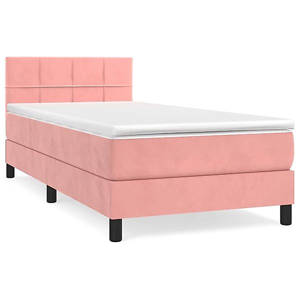 vidaXL Boxspringbett mit Matratze Rosa 100x200 cm Samt1357630 günstig online kaufen