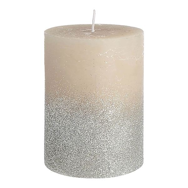 Kerze SILVER GLITTER ca.D7,5x, altrosa günstig online kaufen