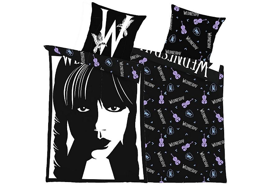 BERONAGE Jugendbettwäsche Wednesday Bettwäsche Linon / Renforcé, 2 teilig, günstig online kaufen