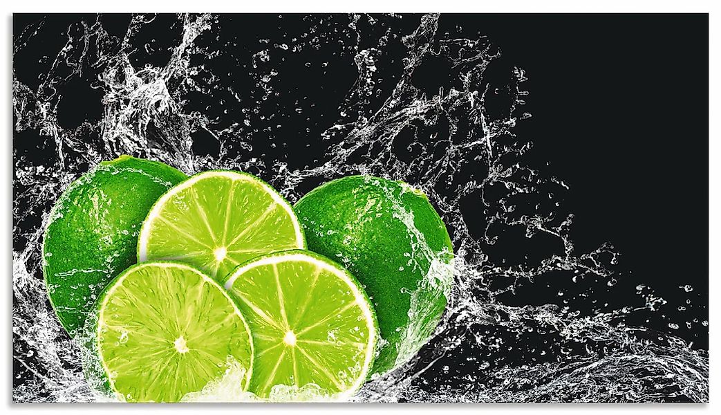 Artland Küchenrückwand "Limone mit Spritzwasser" Alu Spritzschutz mit Klebe günstig online kaufen