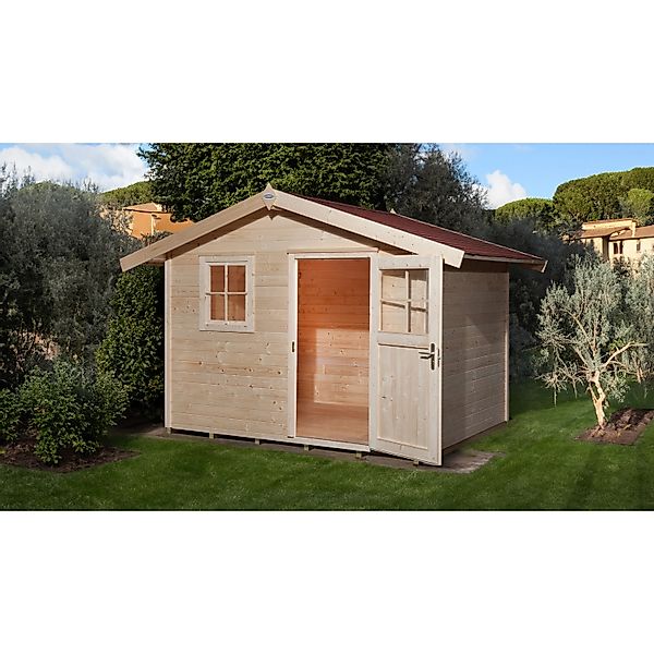 OBI Outdoor Living Holz-Gartenhaus Bozen Satteldach Unbehandelt 300 cm x 27 günstig online kaufen