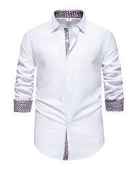 Allthemen Langarmhemd mit stylischen Gingham-Kontrastdetails günstig online kaufen