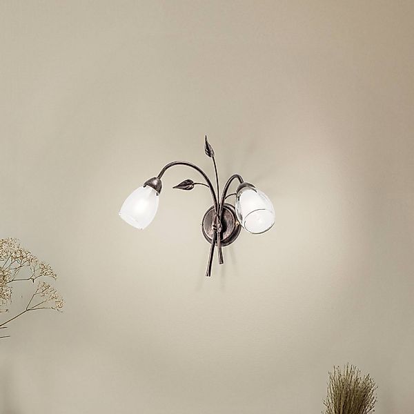 Wandleuchte Liliana, zweiflammig, schwarz, rotgold, Metall günstig online kaufen