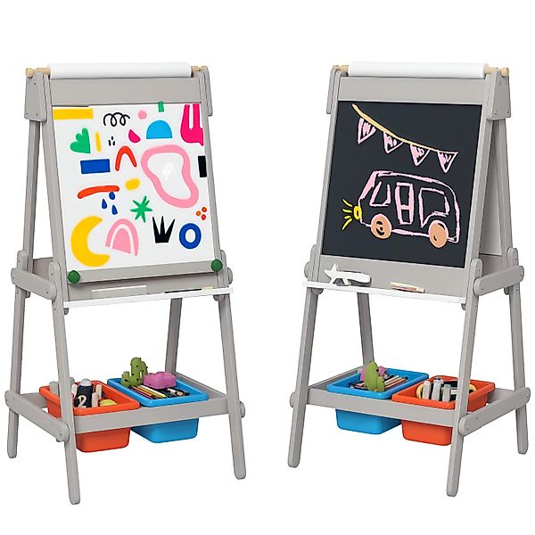 AIYAPLAY Kindertafel MDF Kiefernholz Grau 51L x 50B x 108H cm günstig online kaufen