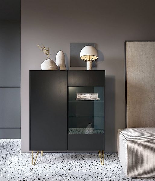 MOEBLO Highboard Harmonix WT97 (Platte in schwarz Marmor-Optik Sideboard Wo günstig online kaufen