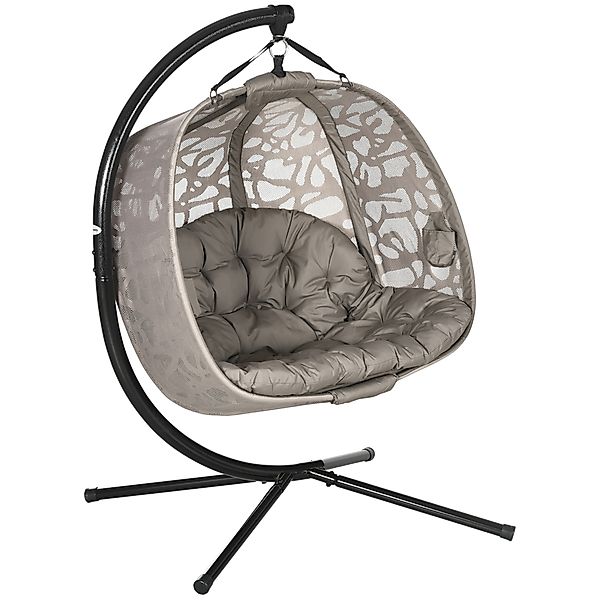 Outsunny Hängesessel 2 Sitzer Hängestuhl mit Kissen klappbare Hängeschaukel günstig online kaufen