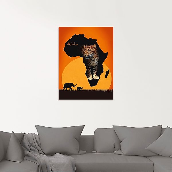 Artland Glasbild "Afrika der schwarze Kontinent", Wildtiere, (1 St.), in ve günstig online kaufen