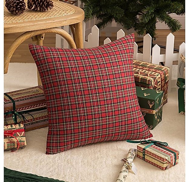 Rosnek Kissenbezug Weihnachten Tartan Plaid, 45x45cm, für Bett Sofa Esszimm günstig online kaufen