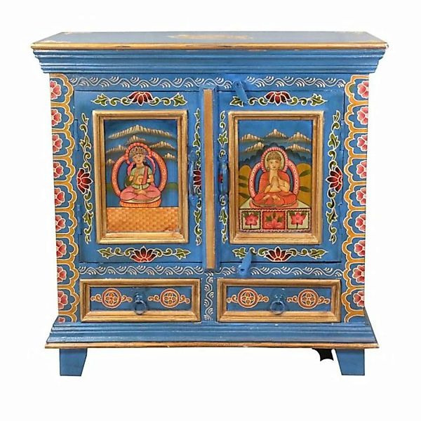 Oriental Galerie Mehrzweckschrank Tibet Wandschrank Rabten Blau 77 cm günstig online kaufen