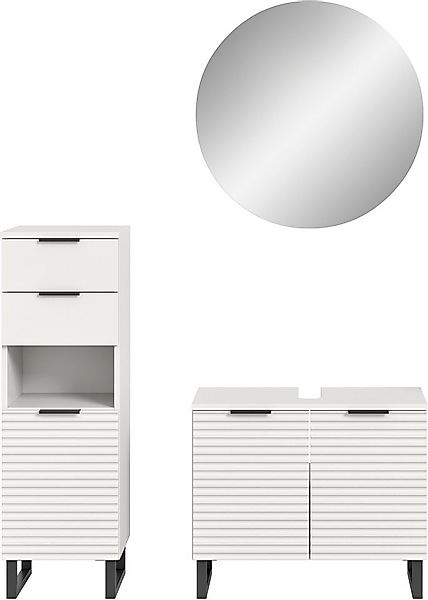 welltime Badmöbel-Set Litica, Breite 120 cm, hochwertige Rillenfräsung, Met günstig online kaufen