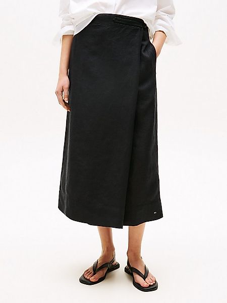 Tommy Hilfiger Wickelrock ESS LINEN KNEE WRAP SKIRT mit Leinen günstig online kaufen