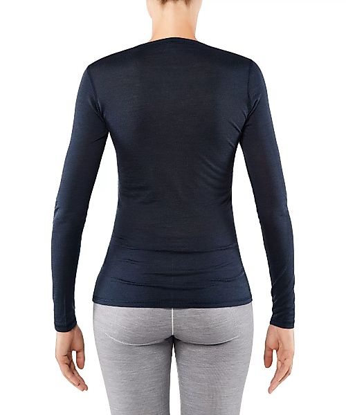 FALKE Damen Langarmshirt Silk-Wool, M, Blau, Uni, Wolle, 33221-611603 günstig online kaufen