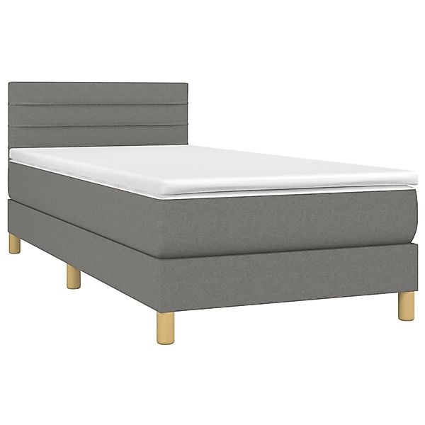 vidaXL Boxspringbett mit Matratze & LED Dunkelgrau 90x190 cm Stoff 3133758 günstig online kaufen