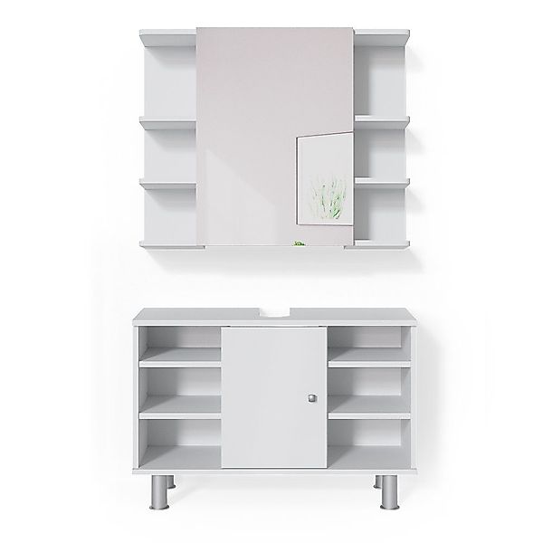 Vicco Badmöbel-Set Fynn, Weiß, 2 Teile, günstig online kaufen