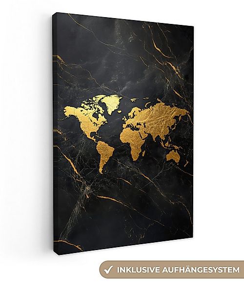 OneMillionCanvasses® Leinwandbild Weltkarte - Gold - Marmor, Fotodruck (1 S günstig online kaufen