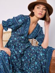 Apricot Druckkleid Sarasa Sommerkleid, mit Blumenmuster günstig online kaufen